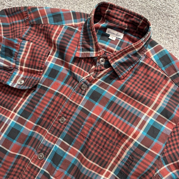Steven Alan Other - Steven Alan Shirt Mens Small Red Blue Plaid Cotton Casual Button Down USA Preppy